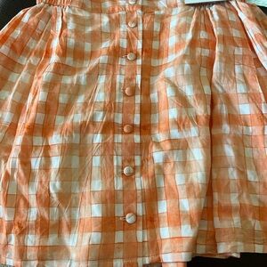 Orange Checkered A-Line Skirt
